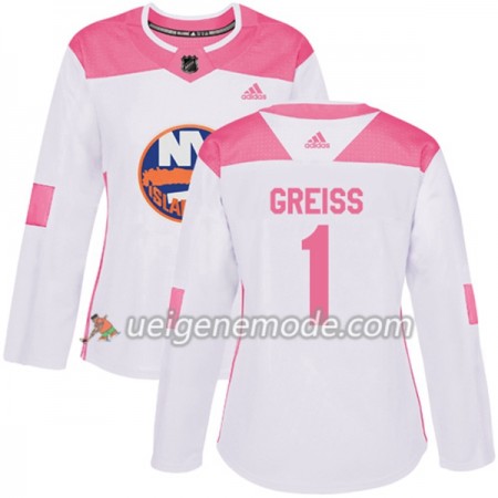 Dame Eishockey New York Islanders Trikot Thomas Greiss 1 Adidas 2017-2018 Weiß Pink Fashion Authentic